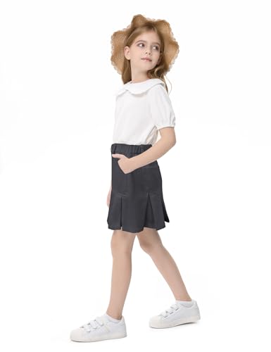 Image of 2026 Girl's Denim Skirts Elastic Waist Pleated Toddler Girls Jean Skirt Size 3-12