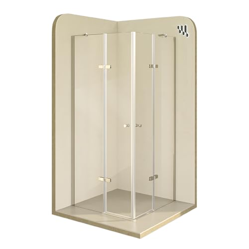 Mampara de Ducha Alice 75x120x180cm|REVERSIBLE|Puertas Abatibles, Ajuste 74,3-76,3x119,3-121,3cm|Perfil cromado, Cristal templado transparente 6mm