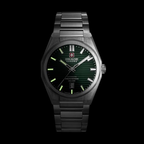Image of Swiss Military Hanowa Avalanche Green Round Dial Swiss Made Automatic Watch for Men | SMWGL0006902