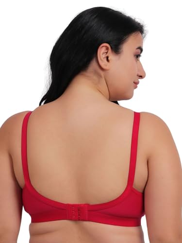 Image of Fabme Women's Cotton Seamless Non-Padded Non-Wired Bra, Cross Belt, Heavy Support, Double Layer Cups, Broad Elastic Bra