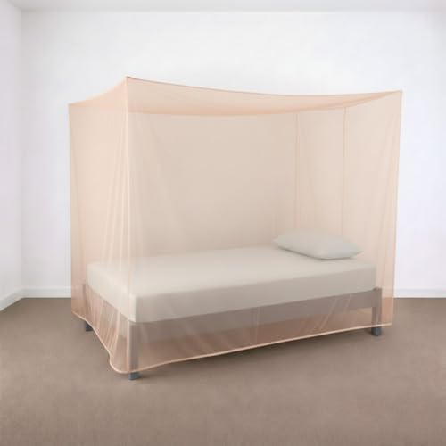 Image of Yuvraz Mosquito Net for Bed | Foldable & Breathable Bed Net with Strong Mesh | All-Round Protection from Mosquitoes, Flies & Insects Ideal for Double /Single Bed (Peach, 3 * 6.5 ft)