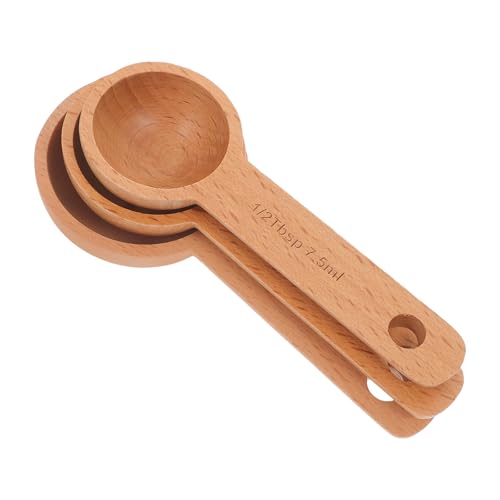 BESPORTBLE Cucharas Medidoras de Madera de Haya para Cocina 3 Piezas (7,5 Ml, 10 Ml, 15 Ml) Cucharas Dosificadoras para Café, Té y Especias Utensilios de Madera para Cocinar