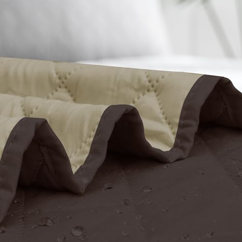 Image of Easy-Going Reversible L Shape Sectional Couch Cover 30 x 50 inches Rectangular Chaise Lounge Cover Loveseat Cushion Cover Furniture Protector for Pets Dog Cat (Chocolate /Beige)