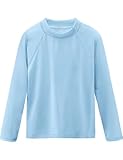 Boys Swim Shirts Long Sleeve Rash Guard Sun Protection UPF50+ T Shirts Rashguard Swimwear Fishing Water ShirtsQuick Dry Cool Beach Sun Shirt for Toddler Kids Milk Blue 5T