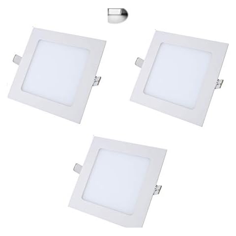 AntDau71 -3 x Recessed Led Spotlights Square cool white light 6500k led integrated ultra-thin ceiling lights interior lighting Ceiling Lamp Recessed Drywall ) Cover