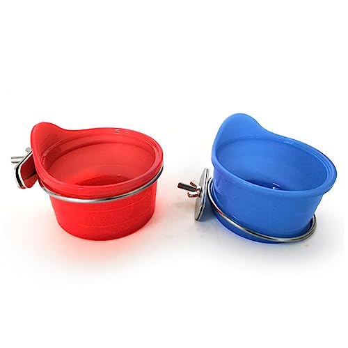PERSELOSO Taza de Acero Inoxidable tazones de Jaula de pájaros Tazas comedero para Jaula de Loros Tazas de alimentación para cacatúas Plato de Comida para periquitos vajilla de Azul