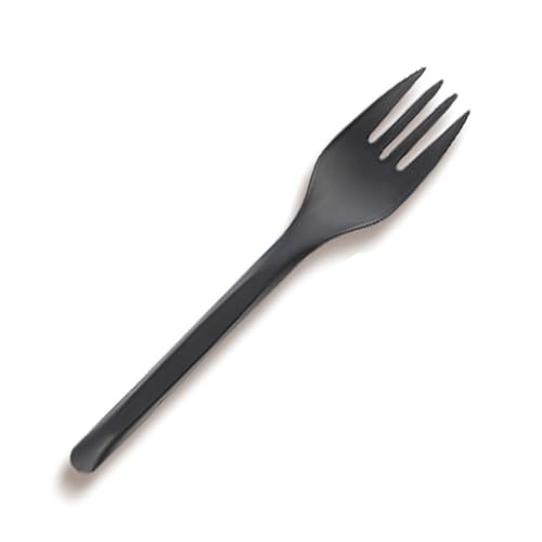 Lot de 100 fourchettes en plastique réutilisables, 15,3 cm, noires, robustes, pour pique-nique,...
