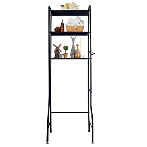 Nyana Home | Estantería de Baño sobre Inodoro | 3 Alturas | Resistente a Agua y Polvo | Patas ajustables en Altura (Negro)