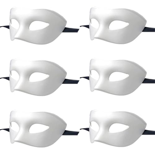 LECMACY Men Women Masquerade Mask, High Elastic Bendable Plastic Half Face Eye Mask, Solid Color, Suitable for All Prom (White)