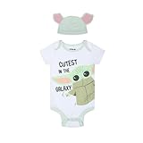 STAR WARS The Mandalorian Grogu Baby Boys Short Sleeve Bodysuit and Cap Set for Newborn and Infants