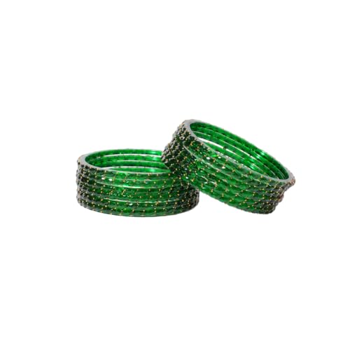 Image of Glass Bangles Set for Women | Raindrop Design Bangles with Crystal Embellishments | Traditional Indian Wedding & Glass Bangles for Women | Pack of 12