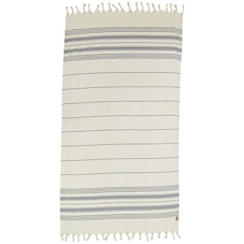 Dandelion - Ivory Basic Pattern - Naturally-Dyed Cotton Turkish Towel Peshtemal - 71X39 Inches - Gray #TOP3