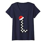 Photo Gallery donna natale plaid capitale lettera l santa monogramma natale vacanze maglietta con collo a v Photo Gallery donna natale plaid capitale lettera l santa monogramma natale vacanze maglietta con collo a v