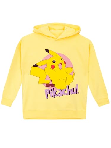 Pokemon Sudadera con Capucha Niñas | Sudadera con Capucha Pikachu | Sudadera con Capucha Amarilla para Niña | Edades de 5 a 12 años | 8-9 años