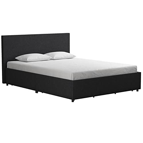 Novogratz Kelly Bed With Storage, Full, Dark Gray Linen #TOP7