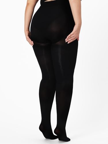 DancMolly Plus Size Opaque Black Tights for Women Control Top High Elastic Pantyhose2