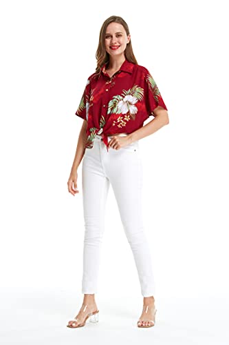 Image of Matchable Family Hawaiian Luau Men Women Girl Boy Clothes in Pineapple Garden Burgundy