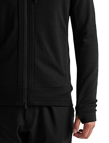 Icebreaker Mens Quantum Iii Long Sleeve Wool Athletic Zip Up Hoodie Fleece Jacket, Black, X-Large Us #TOP4