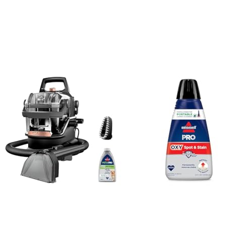 Image of Bundle of BISSELL Little Green HydroSteam Multi-Purpose Portable Carpet and Upholstery Cleaner, Car & Auto Detailer, 3618 + Bissell Professional Spot and Stain + Oxy Portable Machine Formula, 32 Fl Oz
