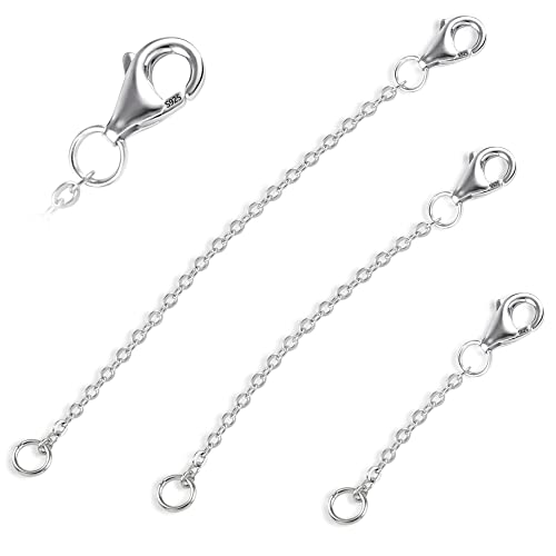 KISSPAT 3 Stück Kettenverlängerungs aus 925er Sterlingsilber für Kette Armband Verlängerung Schmuckherstellung 1, 2, 3 inch Cover