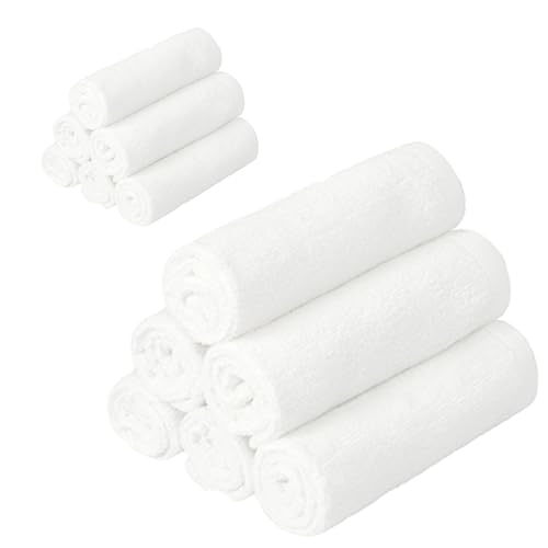 Image of BESSLEE 12 Pack Baby Washcloths Bulk for Newborn, Extra Soft Face Bath Towel for Infant Toddler, Absorbent Kids Wash Rag for Body Hand, 70% Rayon Derived from Bamboo, 30% Terry Cotton, 10”x10”, White