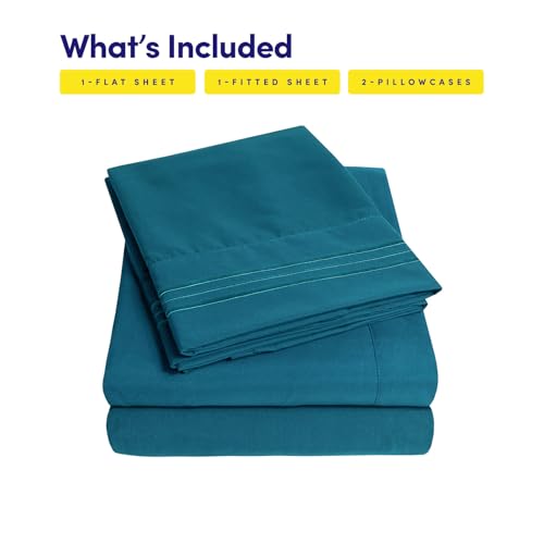 Image of 1500 Supreme Collection Queen Sheet Sets Teal - Luxury Hotel Bed Sheets and Pillowcase Set for Queen Mattress - Extra Soft, Elastic Corner Straps, Deep Pocket Sheets, Queen Teal