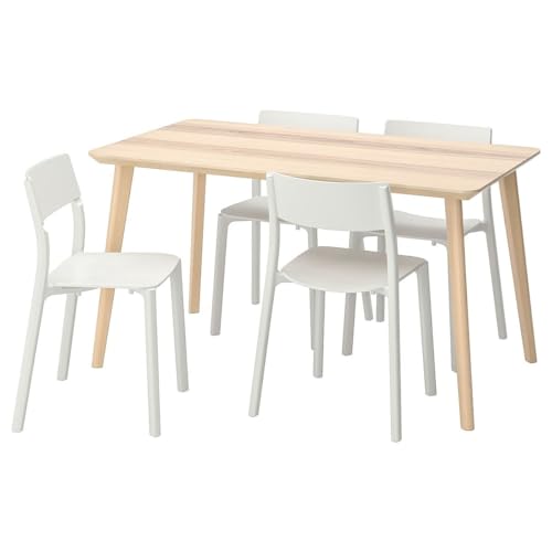 ZigZag Trading Ltd IKEA LISABO/JANINGE - Tavolo 4 sedie impiallacciato frassino/bianco