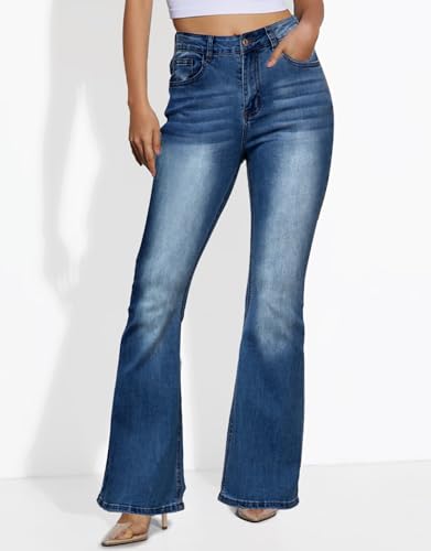 Bootcut Jeans for Women,High-Waisted Stretchy Flared Bell Bottom Pants, Trendy Denim for Ladies2