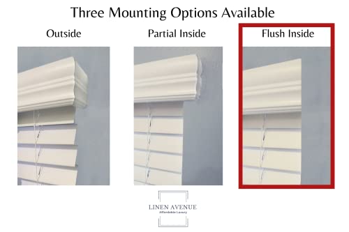 Linen Avenue Cordless Faux Wood Blind White 24 W X 36 H, Flush Inside Mount (No Valance Returns) #TOP4