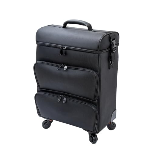 Image of Adson Professional Beauty Makeup Cosmetic Aluminium Vanity Trolley Train case (Oxford Black)