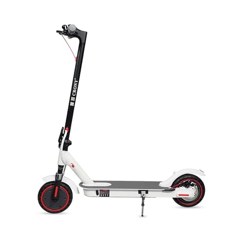 CRONY M365 Foldable Electric Scooter with Front Suspension & Durable Honeycomb Tires Lightweight Commuter Scooter with Smart App Control 25-45KM/H Speed 10-25KM Range White
