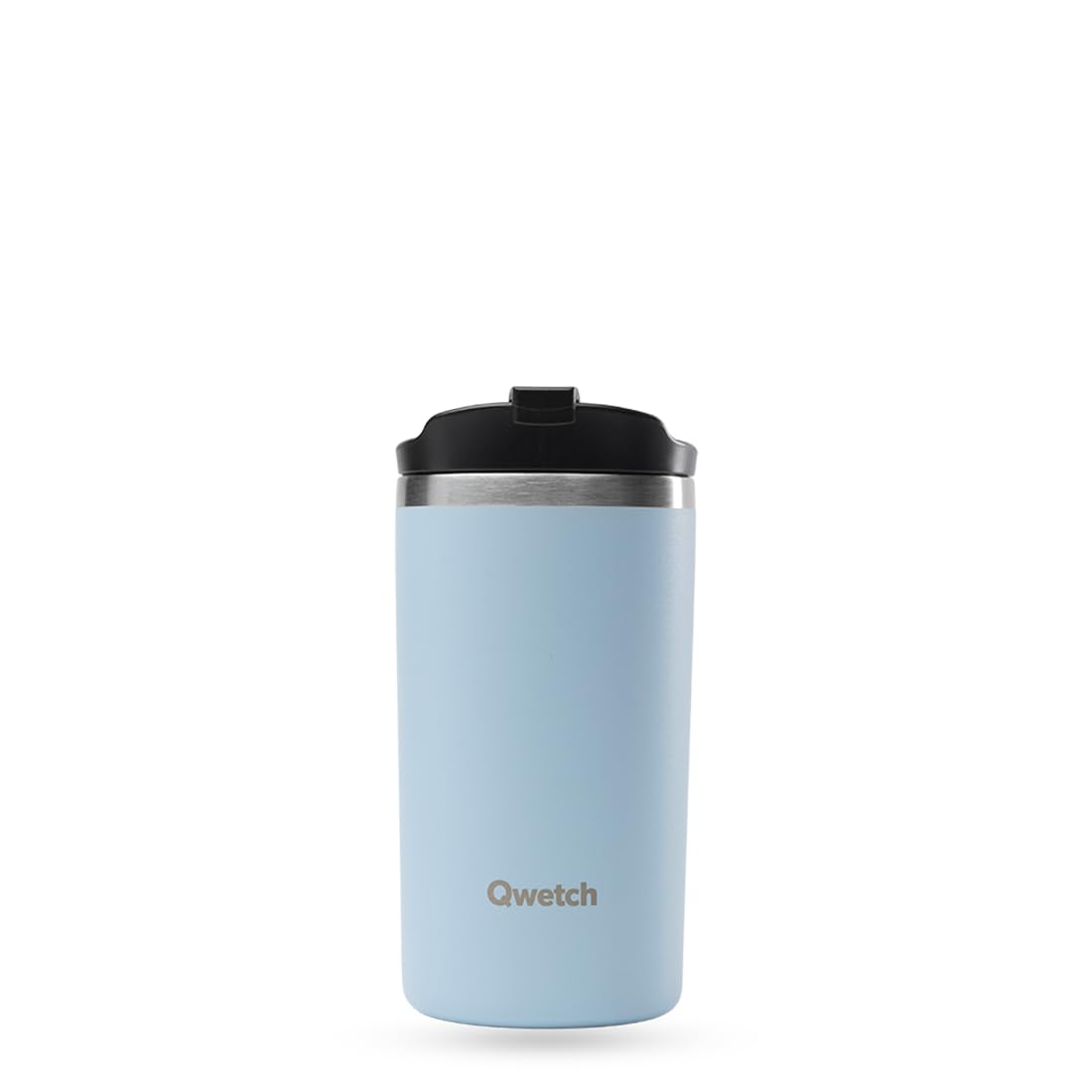QWETCH - Tazza termica da viaggio – blu pastello 350 ml – Thermo Café & Tè in acciaio inox – 6 ore caldo e 12 ore freddo – impermeabile, tazza da viaggio