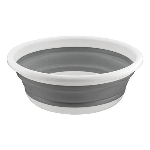 Homeshopa Collapsible Washing Up Bowl, 9 Litre Round Folding Wash Basin, Multipurpose Portable Washing Basket, Silicone Bucket for Kitchen Outdoor Travel Camping Hiking Caravan Water Carrier- Grey Homeshopa Collapsible Washing Up Bowl, 9 Litre Round Folding Wash Basin, Multipurpose Portable Washing Basket, Silicone Bucket for Kitchen Outdoor Travel Camping Hiking Caravan Water Carrier- Grey