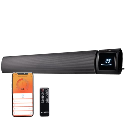 KLAMER Infrarotheizung 2600 W WLAN Heizstrahler mit App- & Timer Decken- & Wandmontage Fenster-offen-Erkennung Überhitzungsschutz leise Strahlungswärme für Terrasse Wintergarten & Innenräume
