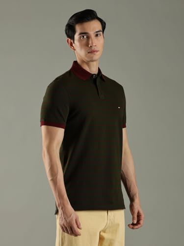 Image of Tommy Hilfiger Solid Regular fit Cotton Polo t-Shirt