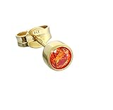 Lieferumfang: 1 Stück NKlaus Einzel Ohrstecker Gold 333er 8 Karat 4,50mm orange Zirkonia Damen Herren Kinder 6711