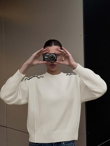 ZAFUL Sweaters for Women Crewneck Loose Fit Long Sleeve 2025 Fall Fashion Contrast Knit Pullover Tops