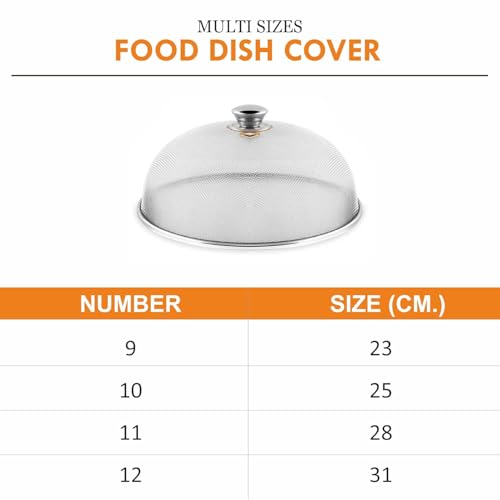 Image of Prabha Stainless Steel Dish Cover - 28cm | Keep Your Food Fresh and Stylish | Ideal for Home & Kitchen, Flies Mosquitoes Insect Proof Dining Tables Covers Fruits, Cake, Vegetable, Rice Cover.