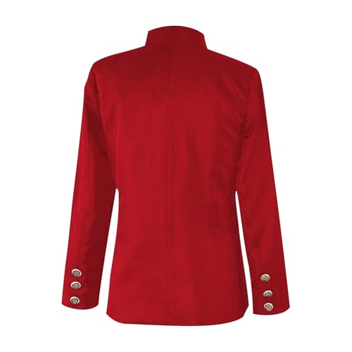 Mens Stand Collar Double Breasted Blazer Suit Jacket Long Sleeve Gothic Jacket Master of Ceremonies Performance Wear2