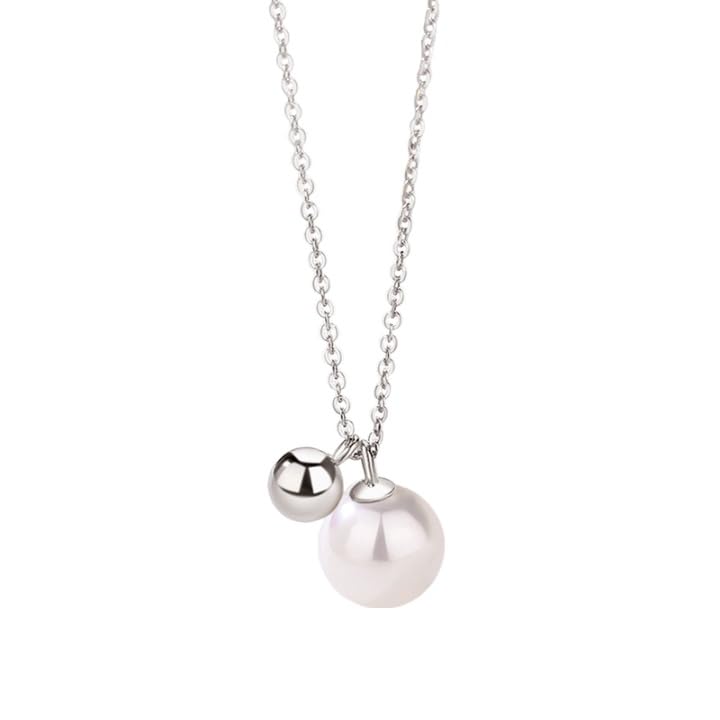Collier de perles d'eau douce en or avec pendentif noir blanc