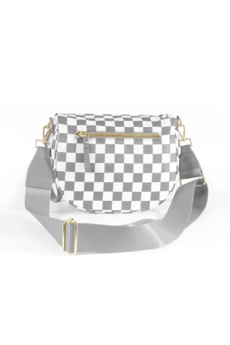 Image of FEIBOON Spacious Checkered Nylon Crossbody Bag Bum Bag Handbags Wallets for Women