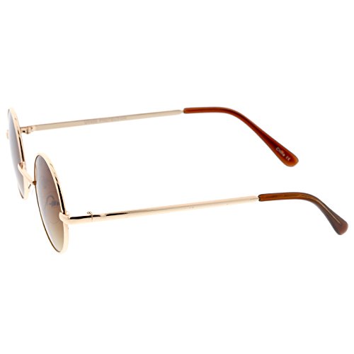 zeroUV Small Retro Lennon Style Colored Mirror Lens Round Metal Sunglasses 41mm4