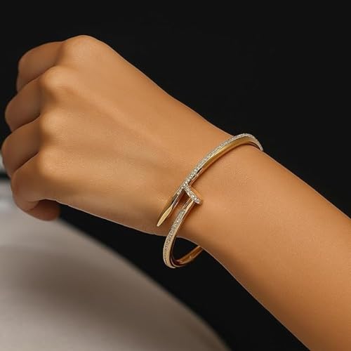 Image of Bamboo Pattern Bracelet for Women | Premium Gold Plated Cuff Bracelet | Minimalist Designer Jewellery for Daily & Party | Gift for Her