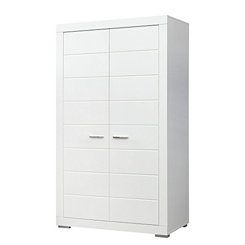 FORTE SNOW Schrank 110 120, Kleiderschrank Weiß Kinderzimmerschrank Jugendzimmerschrank Drehtürenschrank Modern, 2-türig mit Einlegeböden und Kleiderstange, 116 cm breit x 198.5 cm hoch x 60 cm tief FORTE SNOW Schrank 110 120, Kleiderschrank Weiß Kinderzimmerschrank Jugendzimmerschrank Drehtürenschrank Modern, 2-türig mit Einlegeböden und Kleiderstange, 116 cm breit x 198.5 cm hoch x 60 cm tief