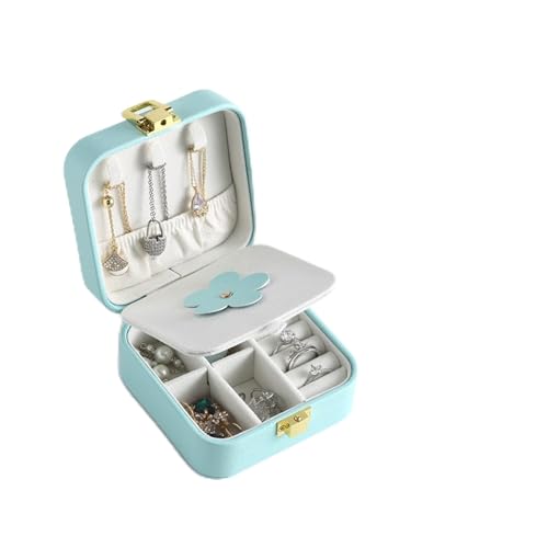 YJYJY Joyero portátil de Viaje con Espejo, Organizador de Joyas de Piel sintética, Caja de Almacenamiento para Guardar Pulseras, Collares, Anillos y Pendientes, para Salir y llevarlo contigo