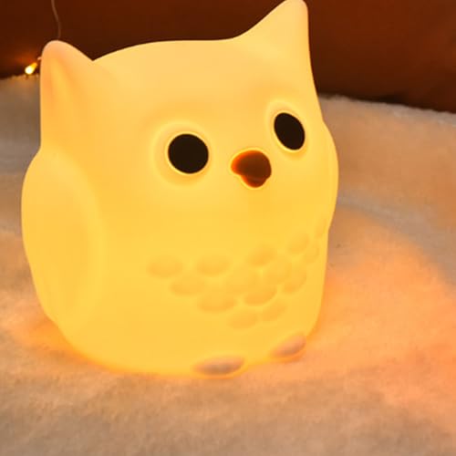 Lámpara de Noche Búho Recargable de Silicona Blanca miniatura 2