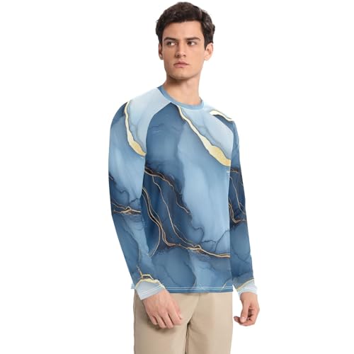 Marble Silver Navy Blue Sun Protection SPF Rash Guard Shirt Breathable Elasticity Sun Protection Long Sleeve Running3