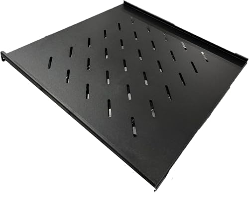 LMS DATA 1U Fixed Vented Rack Shelf – 19-Inch Server Cabinet Shelf for 1000 mm Deep Network & Data Cabinets, 50 kg Load Capacity (Black)