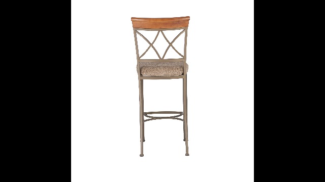 Butaco Hamilton en metal peltre y bronce con asiento tapizado Powell modelo 697-432 miniatura 7