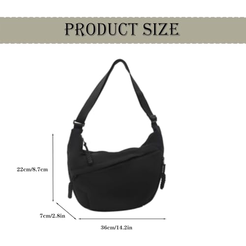 Image of Crescent Crossbody Bag for Women Nylon Dumpling Bag Multi-Pocket Sling Bag Roomy Hobo Bag Moon Shoulder Bag